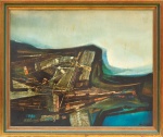 ALFREDO LA PLACA (BOLÍVIA, 1929-2016). "Estructura", óleo s/ tela, 63 X 77. Assinado e datado (1973) no c.i.d. e no verso (La Paz - Bolívia).