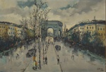 SYLVIO PINTO (1918-1997). "Avenue des Champs-Elysées et Arc de Triomphe - Paris", óleo s/ tela, 66 X 92. Assinado e localizado (Paris) no c.i.d. (Década de 60).