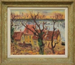 KAMINAGAI, TADASHI (1899-1982). "Paysage de Seine - France", óleo s/ tela,  46 X 55. Assinado no c.i.e e localizado no verso.