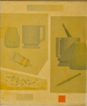 JOSÉ MARIA DIAS DA CRUZ (1935). "Lápis, Tubo e Pincel", óleo s/ tela, 46 X 38. Assinado e datado (1981) no verso.