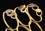Três anéis em ouro 18k, sendo 2 com ouro branco. Aro: 16, 17 e 18. Peso: 2,7g.