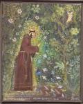 ROSINA BECKER DO VALLE (1914-2000) "São Francisco e as Aves", óleo s/ tela, 42 X 33. Assinado no meio e datado (1975) no c.i.d. e no verso.