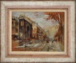 AGOSTINELLI, MARIO (1915-2000). "Boulevard em Paris", óleo s/ madeira, 46 x 61. Assinado, datado (1951) e localizado no c.i.e.