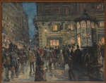PAUL GIRAUD (FRANÇA, 1844-1917). "Cena Urbana em Paris em Noite de Gala", óleo s/ tela, 63 X 79. Assinado no c.i.d.