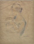 CELSO ANTONIO DE MENEZES (1896-1984). "Maternidade", técnica mista, 32 X 25. Assinado, localizado (Rio) e datado (1925) no c.i.d.