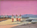 JENNER AUGUSTO (1924-2003). "Coroinhas (3ª Série Ana Leonor)", óleo s/ tela, 19 X 24. Assinado e datado (1976) no c.i.d. e no verso com carimbo do artista.