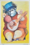 RAPOPORT, ALEXANDRE (1929). "O Músico", serigrafia a cores, 55 X 36. Assinado e datado (1998) no c.i.d.