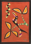 KENNEDY BAHIA (1929-2005). "Tucano e Flores Tropicais", tapeçaria de parede, medida: 0,97 X 0,66. Assinado no c.i.d. Emoldurada.