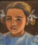 GUIDO VIARO (1897-1971). "A Menina de Fitinha Azul", óleo s/ tela colado na madeira, 30 X 26. Assinado e datado (1951) no c.i.d.