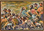 SERGIO TELLES (1936-2022). "Lavadeiras na Bahia", óleo s/ tela, 38 X 55. Assinado na parte inferior, localizado e datado (1998) no verso.