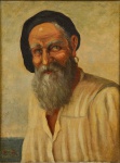E. B. (ESCOLA ITALIANA, SÉC. XIX - XX). "Pescador com Boina Preta", óleo s/ tela, 41 x 31. Assinado no c.i.e.