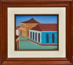 DJANIRA DA MOTTA E SILVA (1914-1979). "Casario", óleo s/ tela, 38 X 46. Assinado no c.i.d. Acompanha "Certificado de Autenticidade" e "Recibo de Aquisição" na tradicional "Galeria de Arte Ipanema".