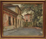 PAULO C. ROSSI OSIR (SÃO PAULO, 1890-1959). "Vila Real Grandeza - RJ", óleo s/ tela colado no eucatex, 51 X 64. Assinado, datado (1928) e localizado (Rio) no c.i.d.