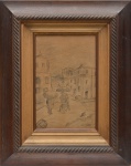 GOELDI, OSWALDO (1895-1961). "Cena Urbana", desenho a Lápis, 32 x 21. Assinado no c.i.d.