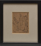 GOELDI, OSWALDO (1895-1961). "Homens em Reunião", xilogravura, 17,5 x 14. Assinado no c.i.d. (Pequena fissura na parte inferior).