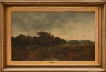 LÉON BARILLOT (FRANÇA, 1844-1929). "Ovelhas Pastando nos Arredores da Floresta", óleo s/ tel