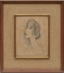 DI CAVALCANTI, EMILIANO (1897-1976). "Perfil de Mulher", desenho a lápis, 27 x 21. Assinado no c.i.d.