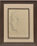 GUIGNARD, ALBERTO DA VEIGA (1896-1962). "Perfil de Mulher", desenho a lápis, 37 X 26. Assinado e datado (1955) no c.i.d.