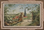 WAMBACH GEORGES (BÉLGICA, 1901-1695). "Paisagem com Igreja na Bélgica", óleo s/ tela, 73 X 1