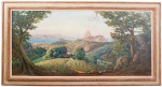 VICENTE LEITE (1900-1941). "Panorama do Rio de Janeiro", óleo s/ tela, 85 X 180. Assinado
