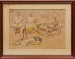 CARYBÉ, HECTOR (1911-1997). "Roda de Capoeira", aquarela, 38 X 53. Assinado e datado (1956)