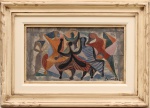DI CAVALCANTI, EMILIANO (1897-1976). "Silhuetas no Samba", óleo s/ tela, 18,5 X 33. Assinado